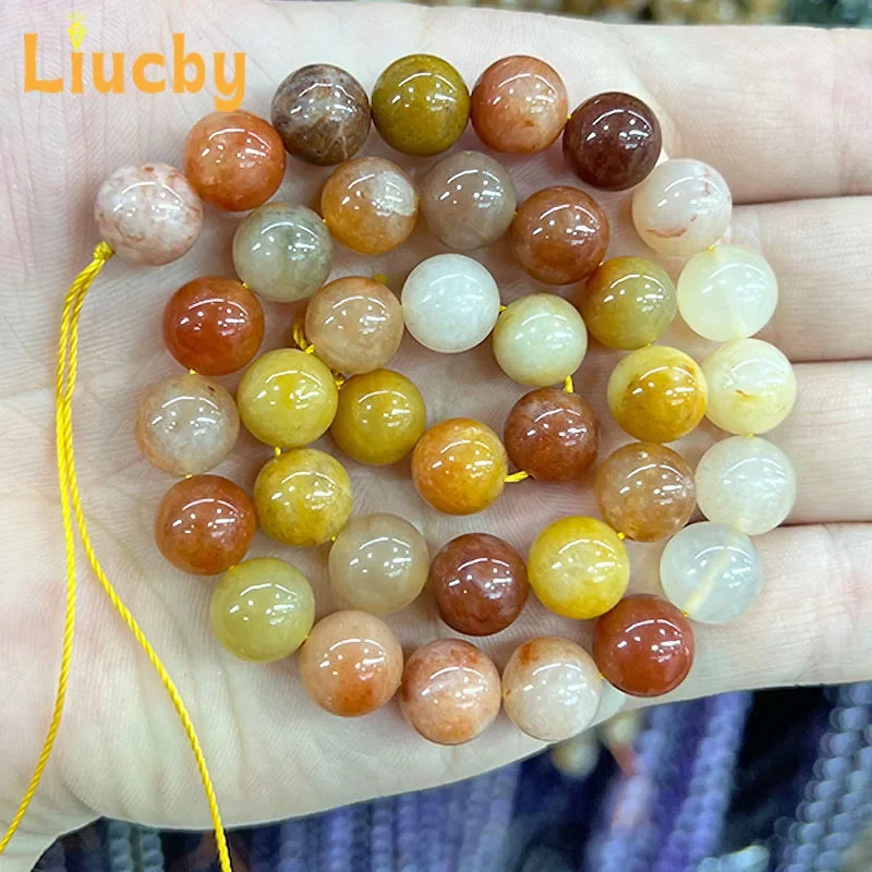 Naturstein, rote Gold-Jade-Chalcedon-Perlen für die Schmuckherstellung, DIY, Damen-Ohrringe, Accessoires, Ringe, 15" Strang, 4/6/8/10/12 mm – Detail 7