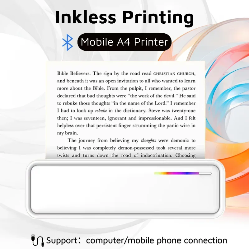 

A4 Printer Portable Thermal Wireless X9 Printer 2500mAh Connected to Mobile Phone/PC Office Home Text Photo Inkless Printer