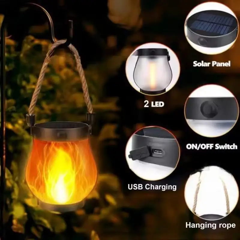Weatherproof Flame Light Solar Garden Dancing Flame Lantern For Outdoor Decor Flickering Garden Light