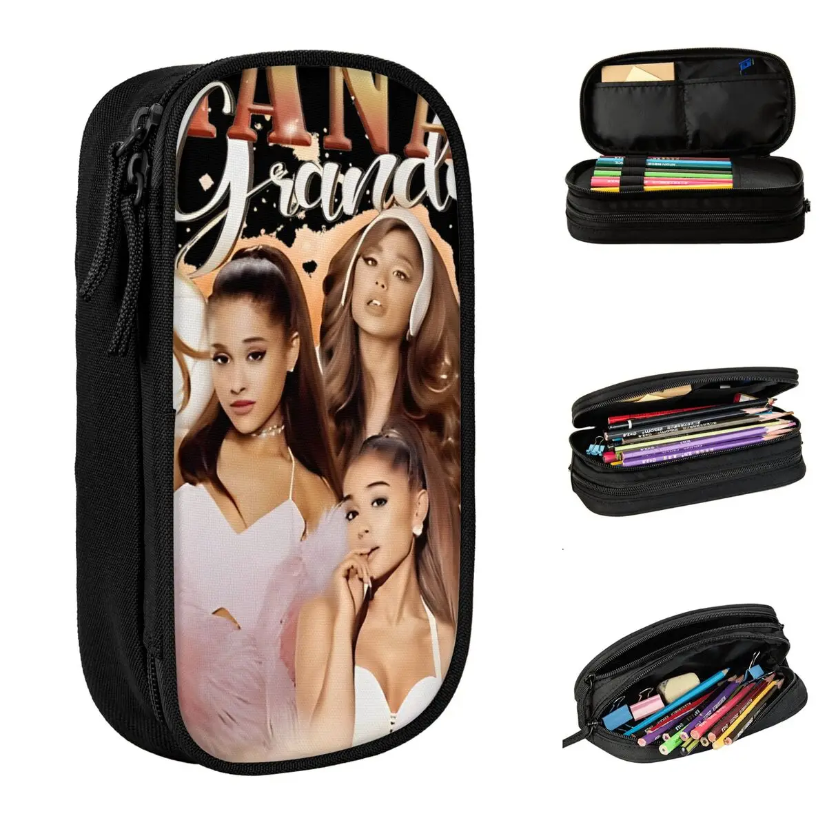 New Vintage Pop Music R&B Pencil Case Arianas Grandes Pencil Pouch Pen Holder for Student Large Bag Students School Zipper