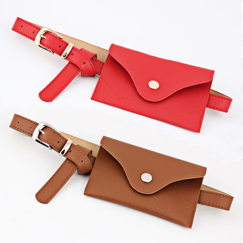 1spc Fashion New Women's Leather Waist Bag Korean Version Mini Phone Bag Large Waist Bag Belt PU Belt