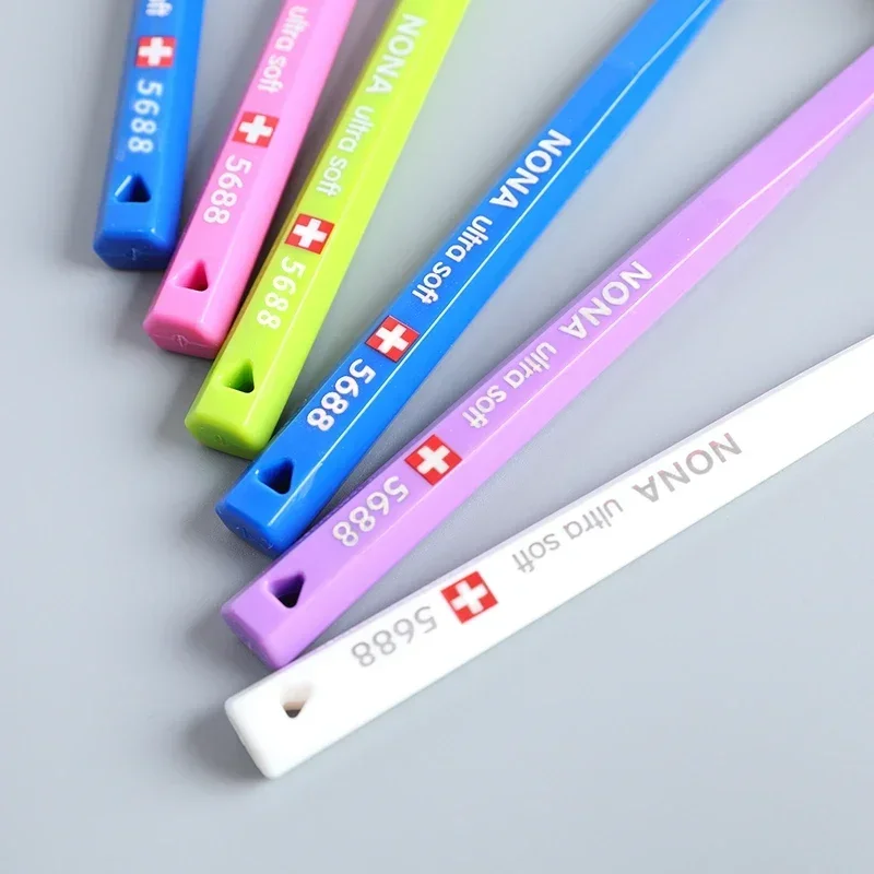 3 قطعة فرشاة أسنان نونا فائقة النعومة من الألياف الدقيقة 5460 فرشاة أسنان يدوية عالية الكثافة تنظيف لطيف والعناية باللثة مجموعة منزلية على الطراز السويسري #3