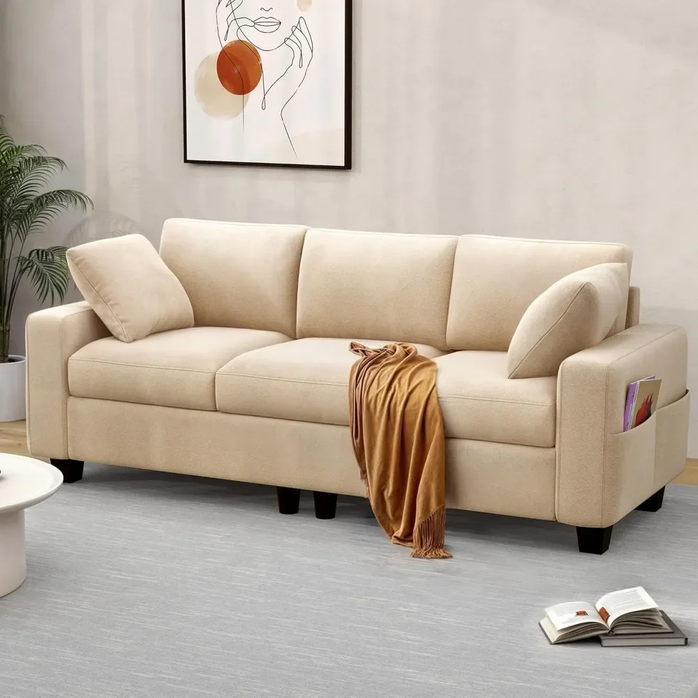 

Comfy 80" Upholstered Sofa Couch - Modern 3-Seater Sleeper with Extra Deep Seats & Side Pocket