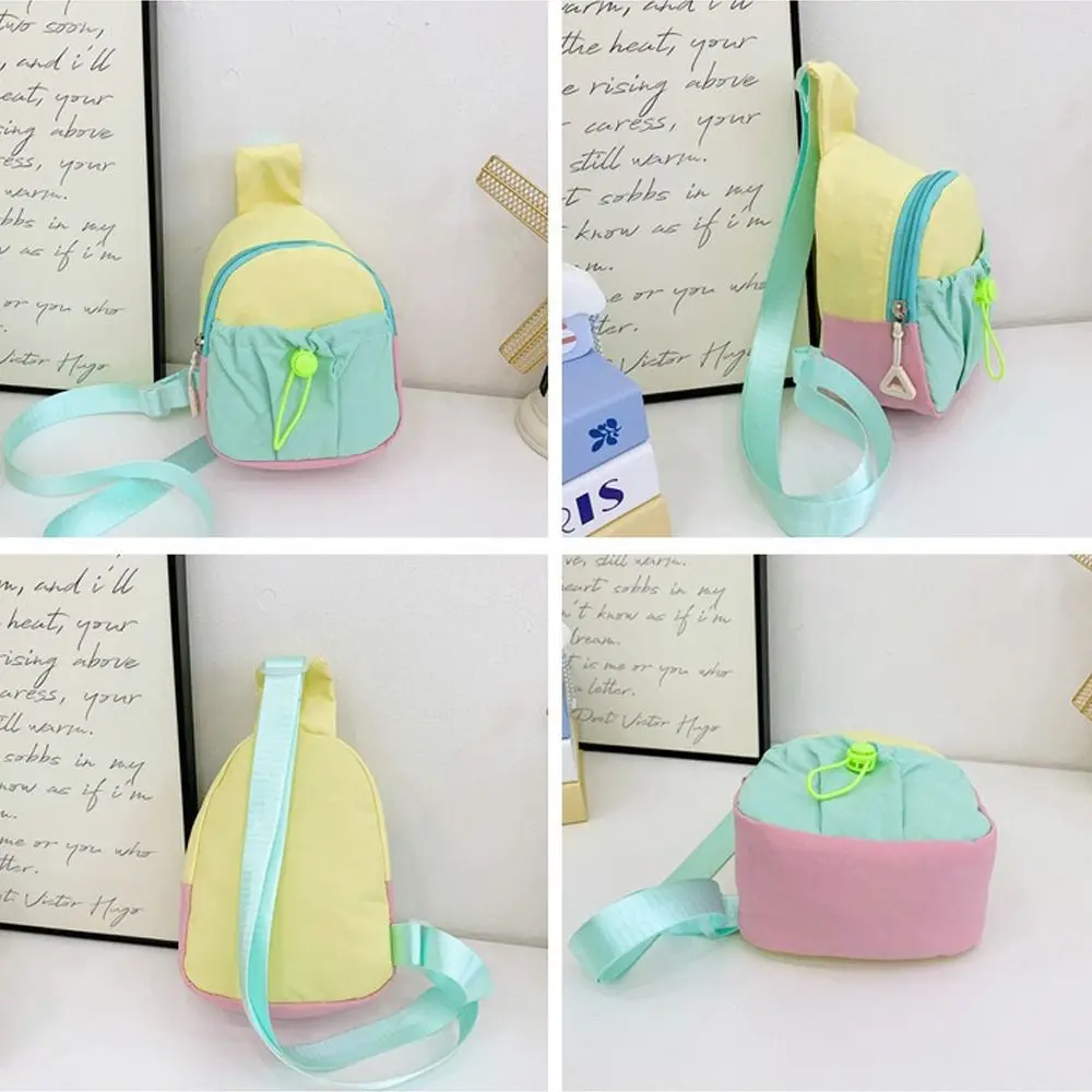 Cute Nylon Chest Bag Stitching Color Lightweight Crossbody Bag Coin Purse Outdoor