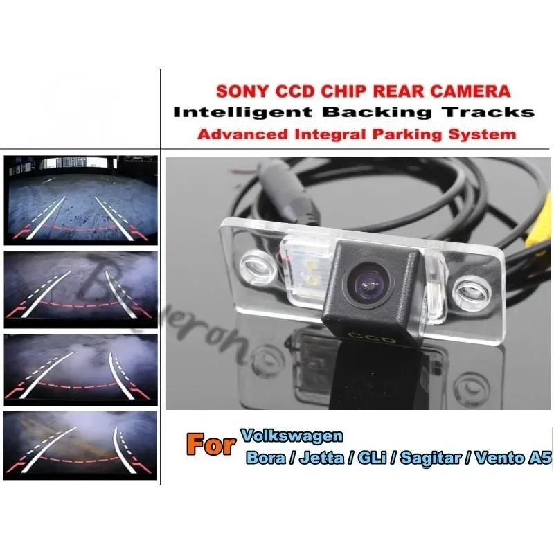 For Volkswagen VW Bora Jetta GLi Sagitar Vento A5 Smart Tracks Camera HD CCD Intelligent Dynamic Tragectory Rear View Camera