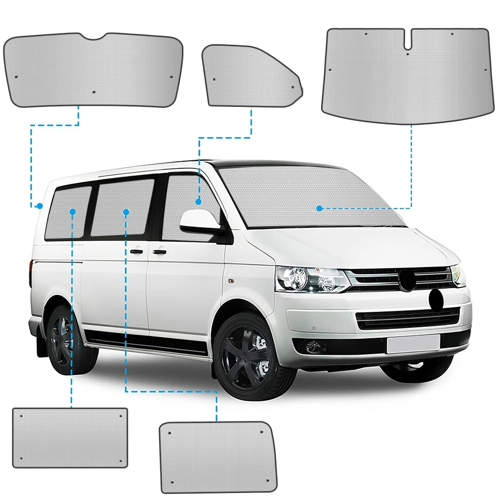 8PCS Sun Shade Car Windscreen Replacement For VW T5 T6 SWB Sun Protection Windscreen Protection Set 100% Occlusion (8PCS-SWB)