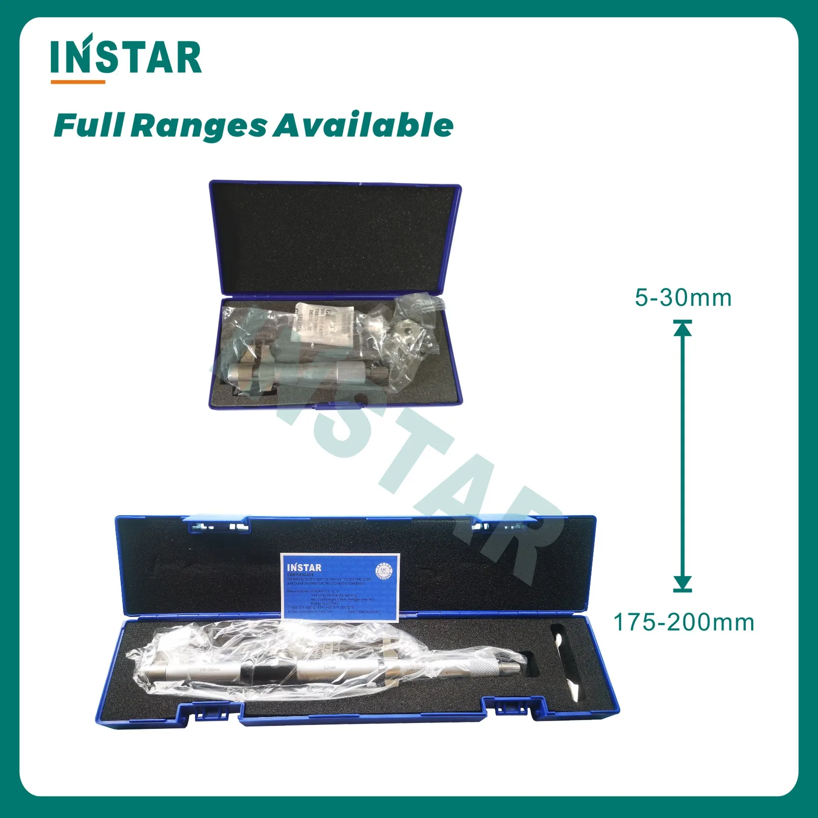 INSTAR Inside Micrometer 5-30mm 25-50mm Industrial Quality Internal Micrometer 50-75mm 75-10mm 0.01mm 100-125mm 125-150mm DIN863