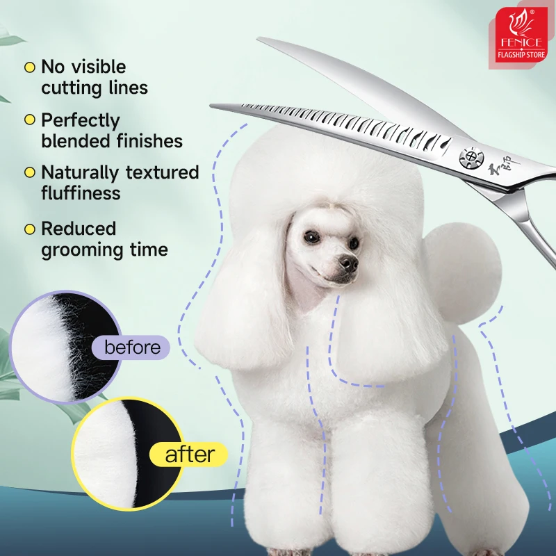 Fenice الراقية ماستر سلسلة 7 بوصة 5D التدرج Traceless الأسنان مقص سحري كلب الاستمالة منحني مقص المقطع 70-75%