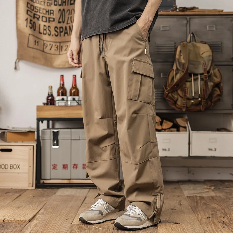 Spring and autumn new American trend cargo casual pants loose 100 straight pants retro pants