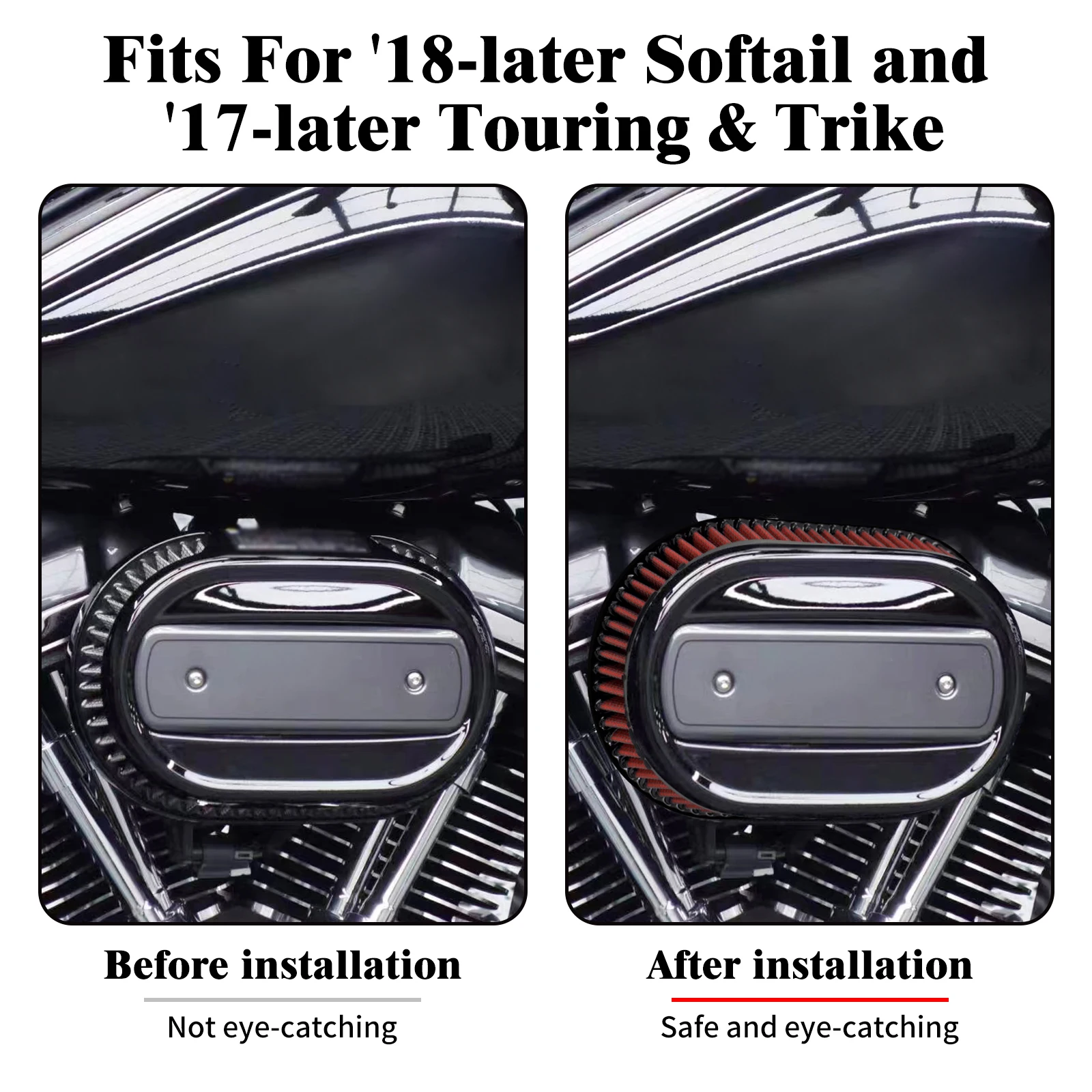 Motorcycle Air Cleaner Element Inner Filter Replacement For Harley Softail Fat Street Bob FXDB Touring Road Street Glide 2018-23 2