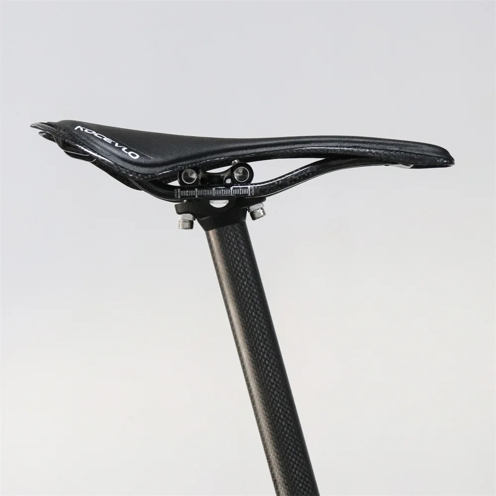 KOCEVLO Full Carbonfiber+Leather Fiber Road Mountain Bike Saddle Seat Cushion Carbon Bicycle Discoloration Cycling Parts