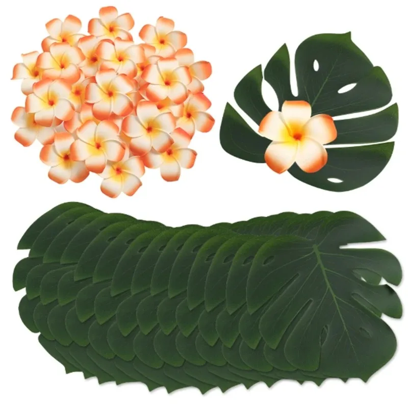 10 Stück Weihnachts-Seidenblumen Künstliche Monstera-Palmblätter Plumeria-Blüten für Hawaiianische Tropische Party-Dekoration Heim Raumdekoration Hochzeitsdekoration – Detail 8