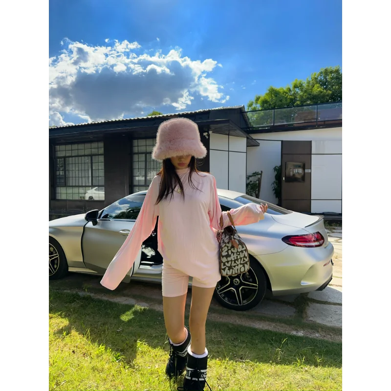 

Comfortable Leisurely Stroll Outfit 2025 Autumn Loose Lazy Top Slim orts Set Casual Sle Polyester Fiber Spring Collection
