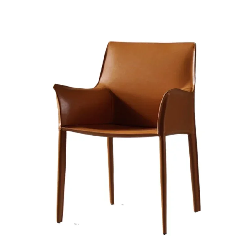 Saddle leather dining chair hotel household chair