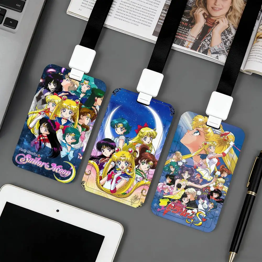 Comic S-SAILOR M-MOON Badge Card Holder Student ID Case Daily Use Subway Commute Work Cover Office School Bus Protector