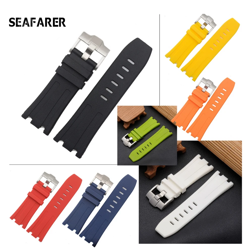 Durable Silicone Watch Band for Audemars Piguet Royal Oak 15400 15703  Sports Rubber Strap Bracelet 28mm with Logo for Men