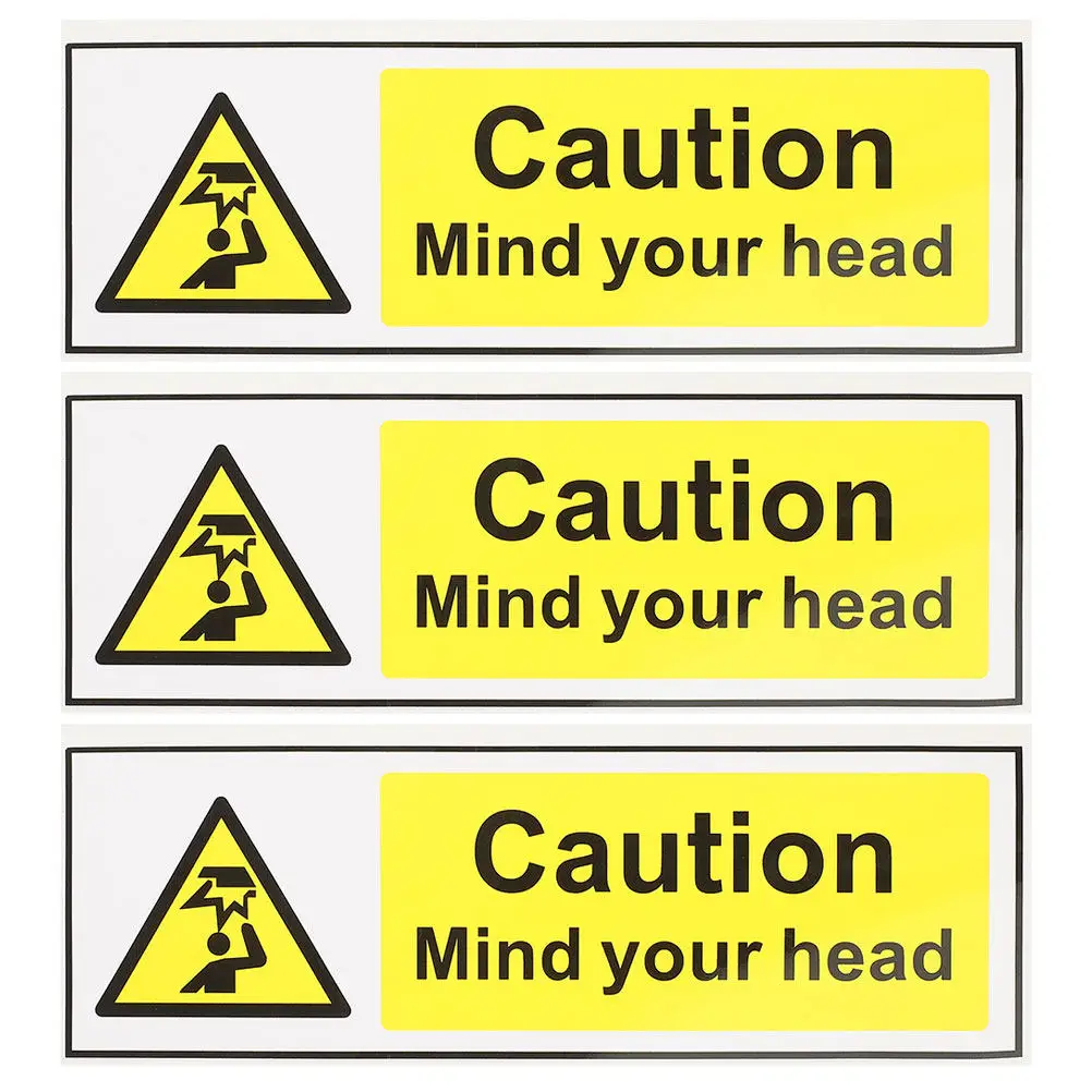 3Pcs Watch Your Head Sticker Self Adhesive Low Clearance Warning Sign Caution Decal for Low Ceiling Areas Warehouse Garage
