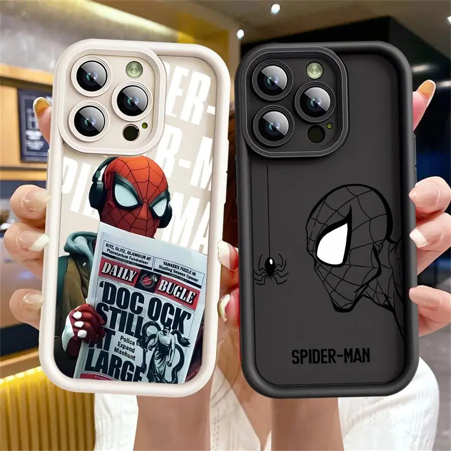 Case For Apple iPhone 11 15 16 Pro Max 14 Plus 13 12 Shockproof Protective Shell Silicone Funda Phone Cover Spider Man Marvel