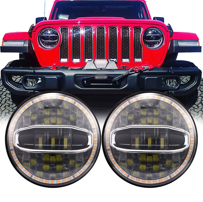 74hot7 Polegada para farol wrangler jl acessórios do carro feito na china led farol da motocicleta 2018 + jl