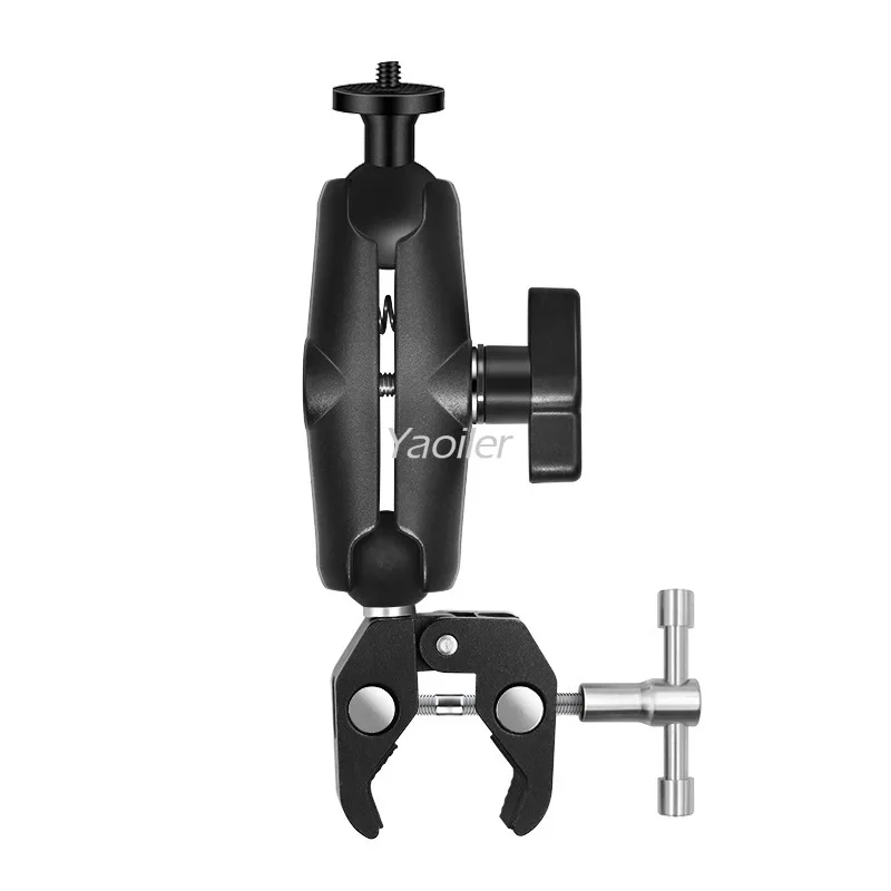 Motorcycle Bicycle Double Clip Bracket For Insta360 One X2 X3 X4 GoPro 12 11 10 SJCAM Selfie Stick Monopod Mount Handlebar Stand