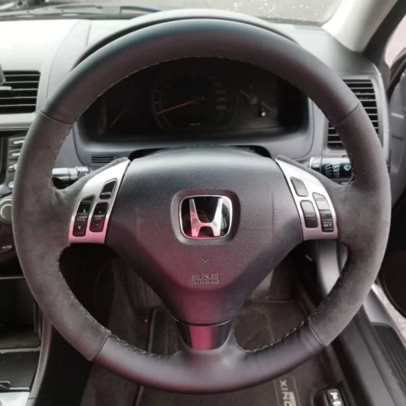 DIY car wheel For Honda Accord 2004 2005 2006 2007 Hand Stitched Non-slip black Suede&Leather Steering Wheel Cover Accessory