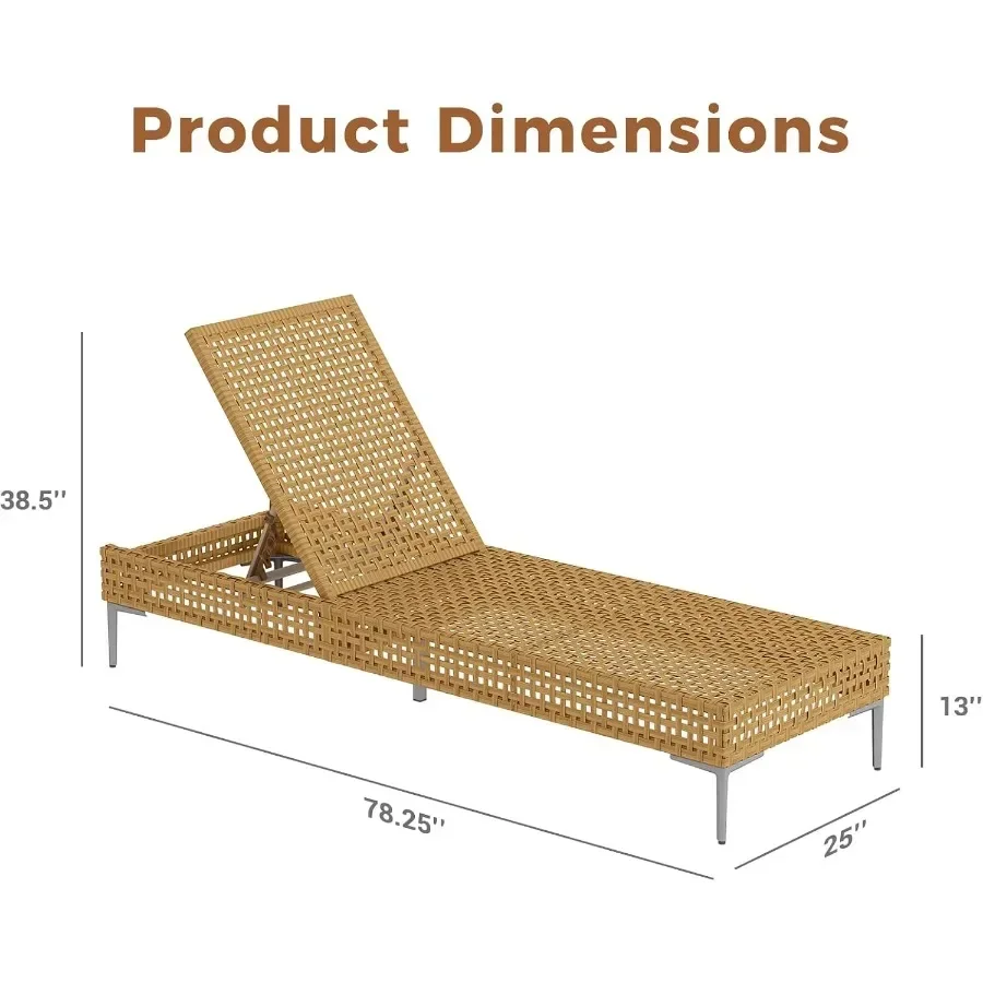 Wicker Outdoor Chaise Lounge, 3 Adjustable Positions, Cream