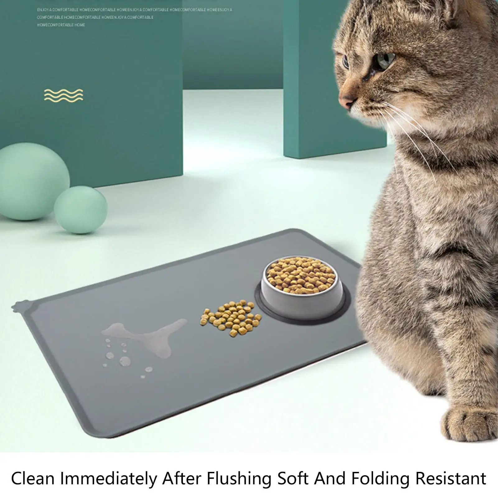 Waterproof Silicone Pet Feeding Mat - Non-Slip, Spill-Proof, Foldable Placemat for Dogs & Cats