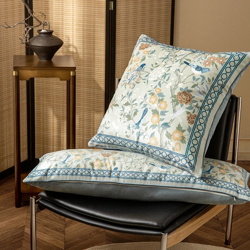 Big Size Cushion Cover Blue White Porcelain Print Throw Pillow Case Square Velvet Pillowcase Luxury Designer Home Decor 65x65cm