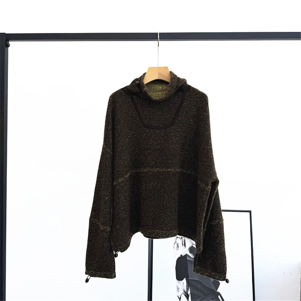 

25 Autumn/Winter Women'ser Pile Collar Pullover Long Sleeved Drawstring Loose Cashmere Floral Yarn Thickened Base Knitted Sweat