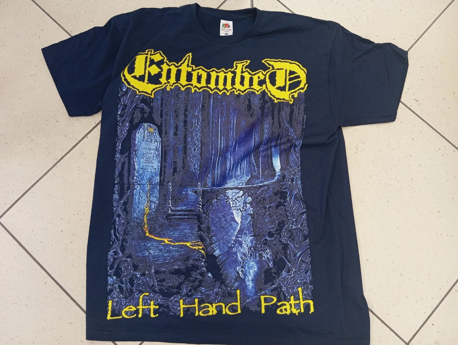 SALE Entombed Left Hand Path 1990 album Navy T shirt 2XL size