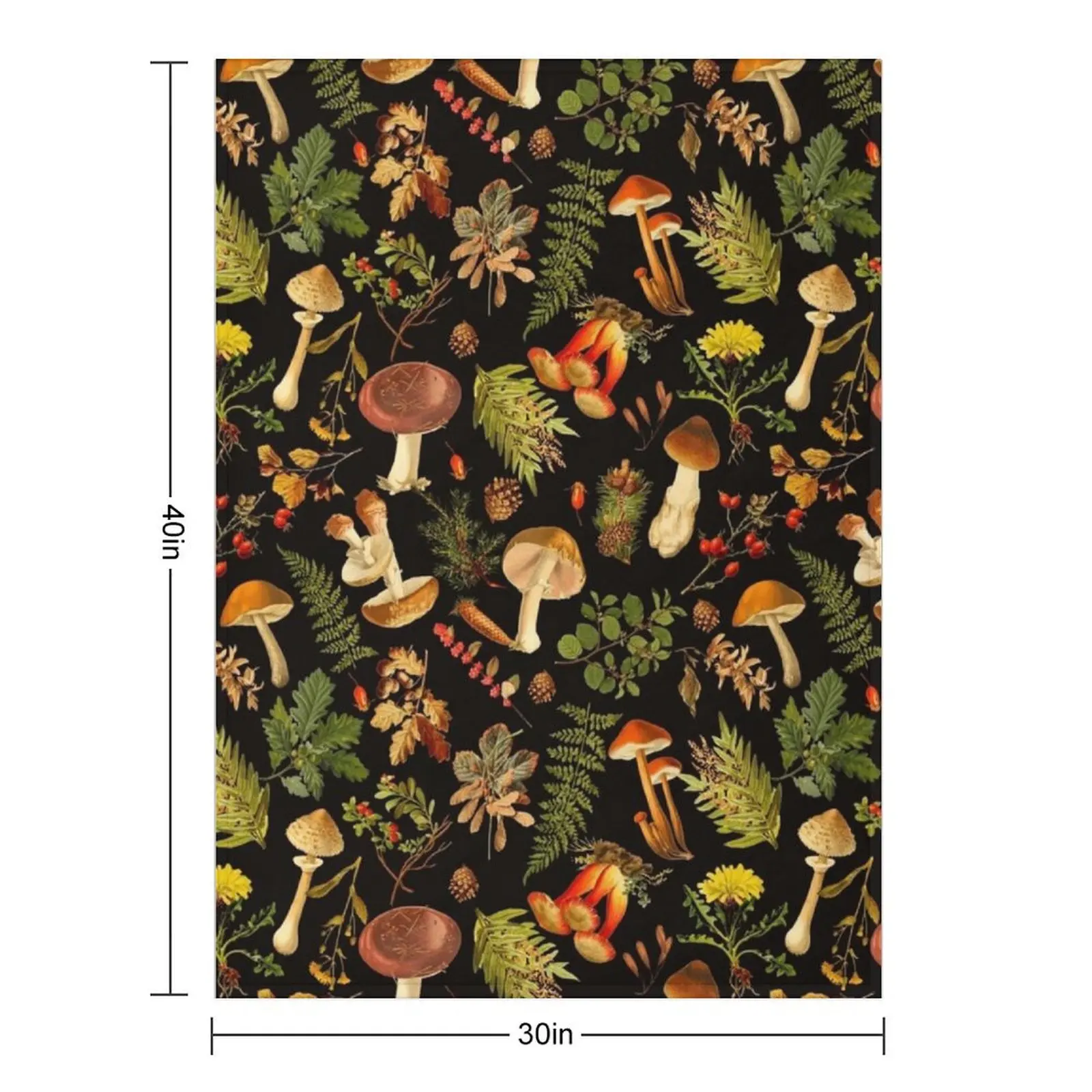 Vintage toxic mushrooms forest pattern on black Throw Blanket Thins Flannel Designers For Decorative Sofa Blankets