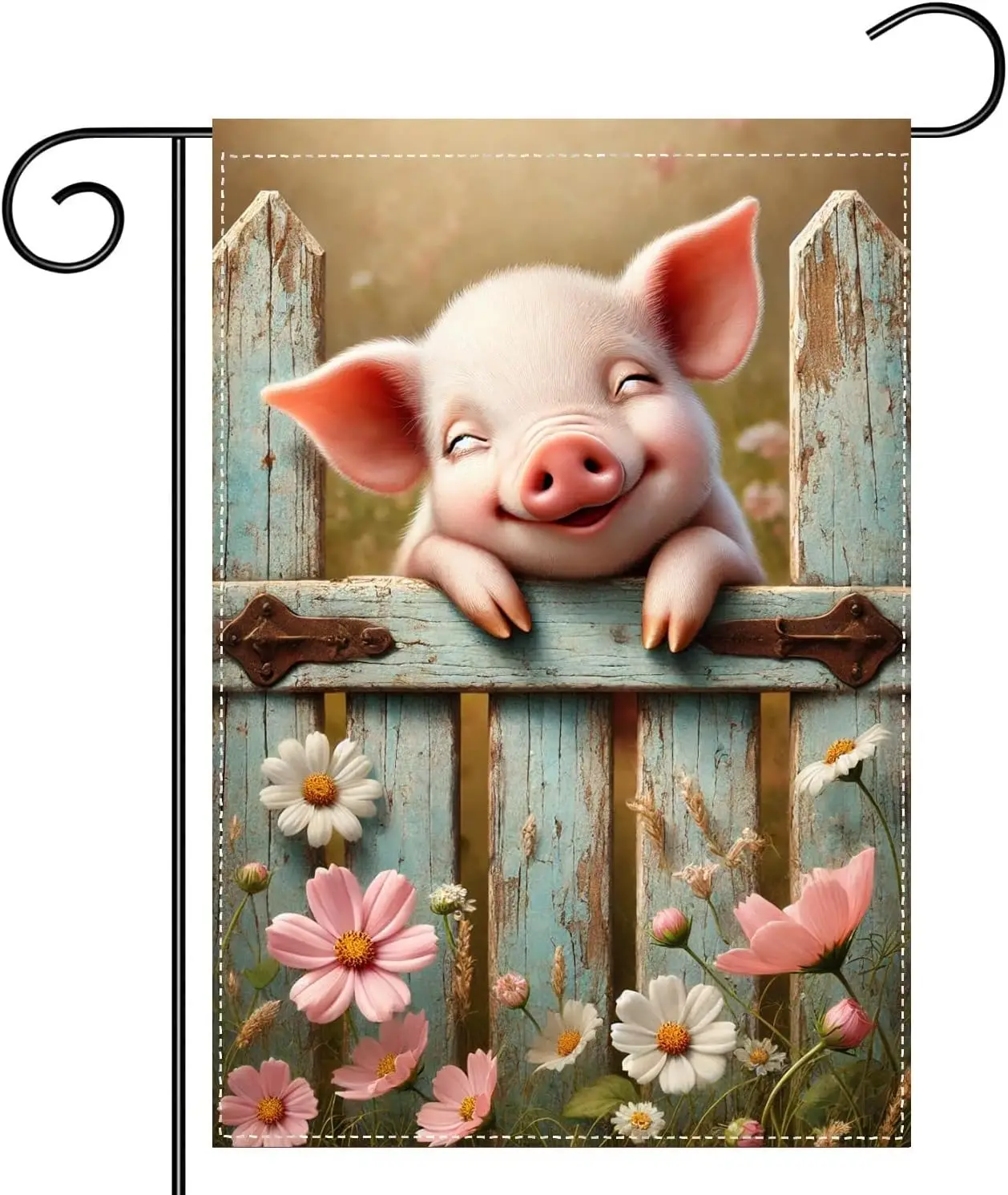 Spring Floral Cute Pig Garden Flag 12x18 Inch Double Sided Outdoor Polyester Farmhouse Yard Lawn Decoration LLO LLX uui