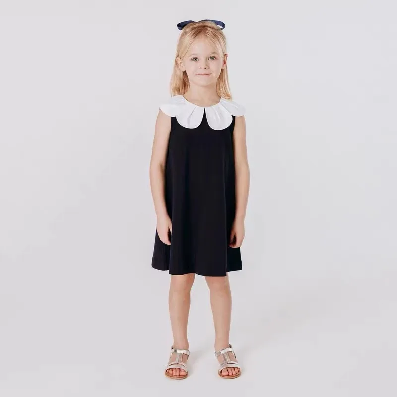 European and American Children's Dress 2024 New Summer Girls' Cute Sleeveless Fashionable Academy Style Dress y1285