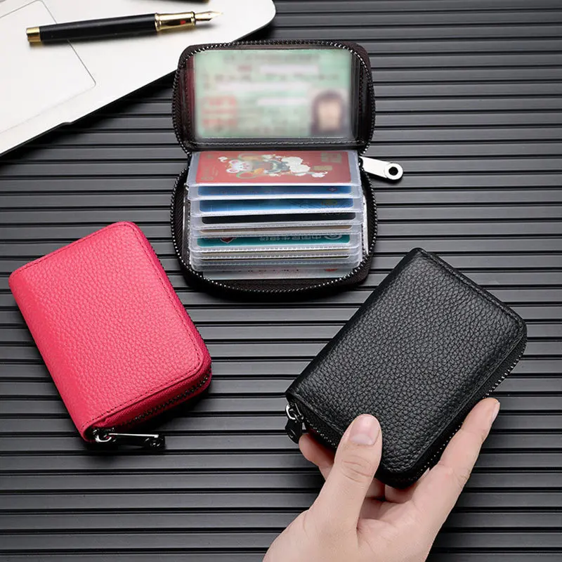 Mini Minimalistische RFID-blockierende Unisex-Geldbörse, Klassischer Einfarbiger Multikartenhalter, Reißverschluss-Münzbörse für Herren und Damen zur Täglichen Nutzung