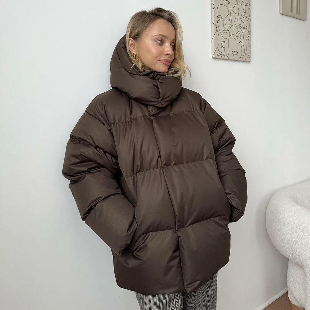 Talenza Damen Winter-Baumwolljacke, lockerer Parka, Retro-Bäckerei-Jacke, lässig, mit Kapuze, warme Baumwolle, Daunenjacke für Damen, Parka-Oberteil