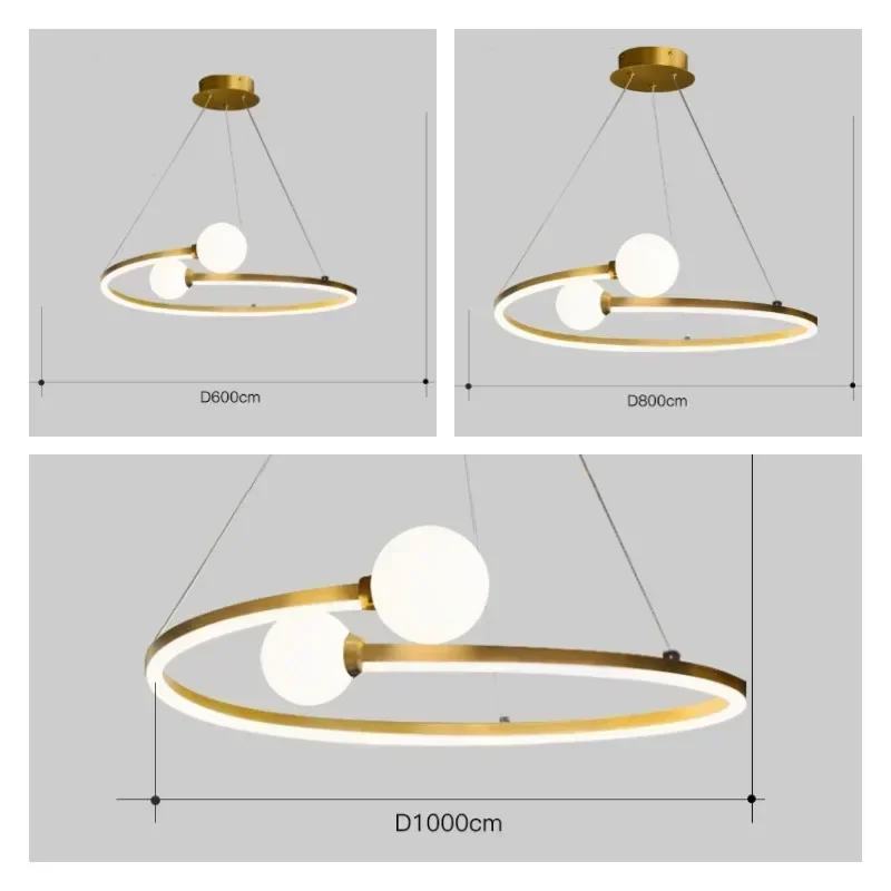 SANDYHA Minimalist Nordic Ring LED Pendant Light Dimmable Kitchen Island Lighting Dining Room Chandelier Bedroom Ceiling Lamp