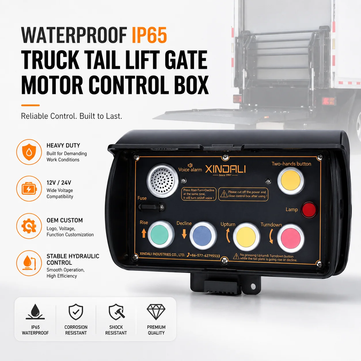 Waterproof IP65 Metal & Plastic Truck Liftgate Tail Lift Motor Control Box 12V 24V Heavy OEM Custom Layout 2NO