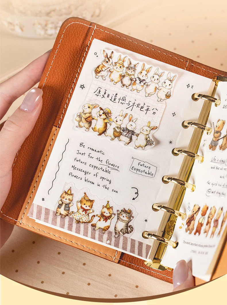 Journal GO 3cmx2m Cute Animals Tape Stickers for Collage Junk Journal Landscape Materials Journal Mobile Phone Laptop diy Decals
