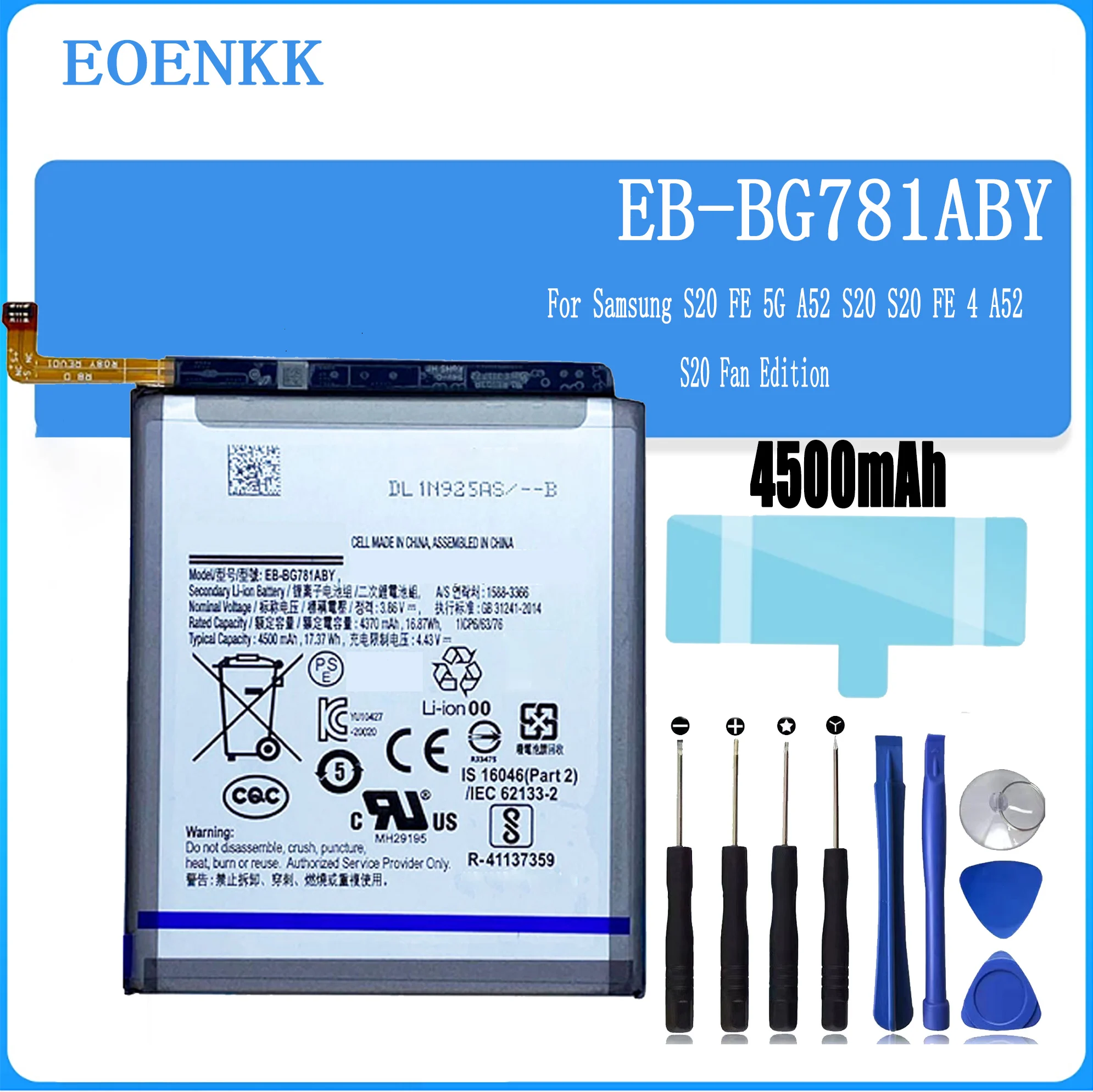 

EB-BG781ABY Battery For Samsung Galaxy S20 FE 5G SM-G781B A52 SM-A526/DS Repair Part high Capacity Mobile Phone Batteries