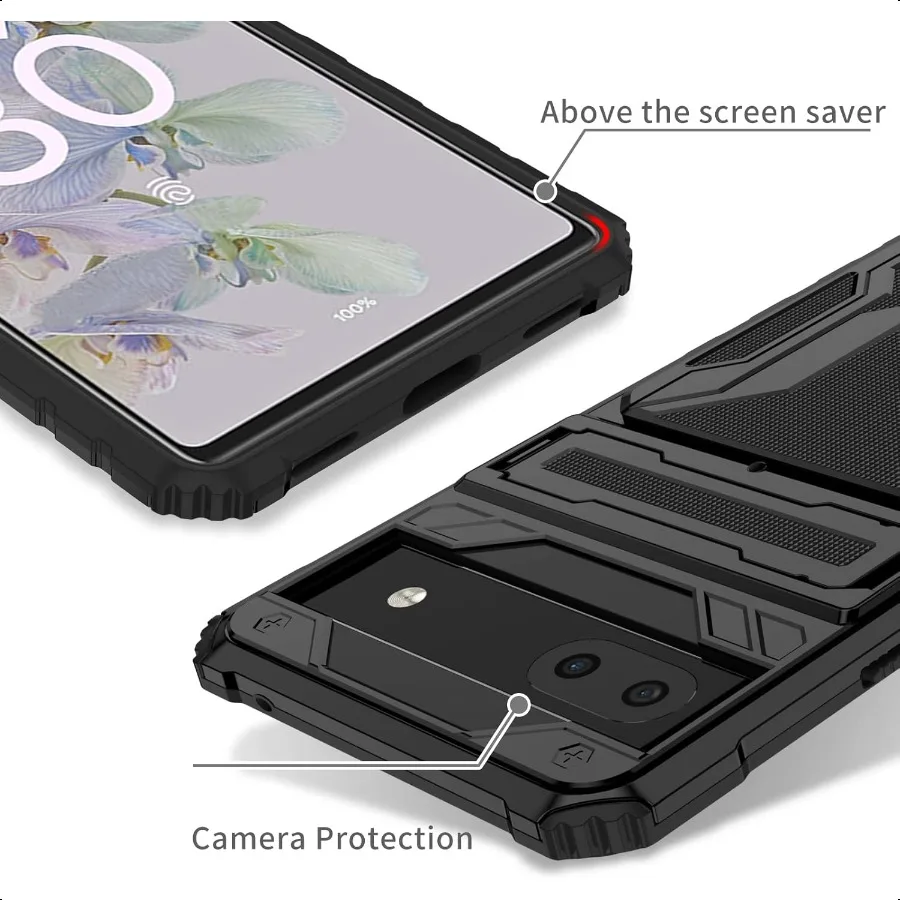 حافظة هاتف Asuwish لهاتف Google Pixel 6A 5G 2022 مع غطاء واقي للشاشة من الزجاج المقسى وحامل بطاقات الائتمان النحيف Hyb