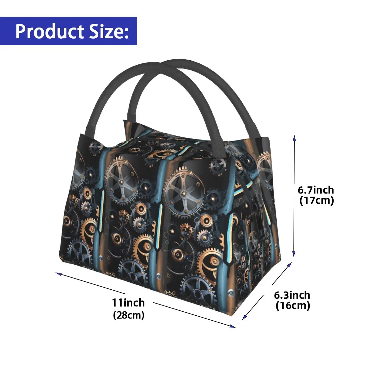 Mechanical Machine Gears Steampunk Style Lunch Bag for Women Bento Storage Food Boxes Container Cooler Thermal Lunch Box Tote
