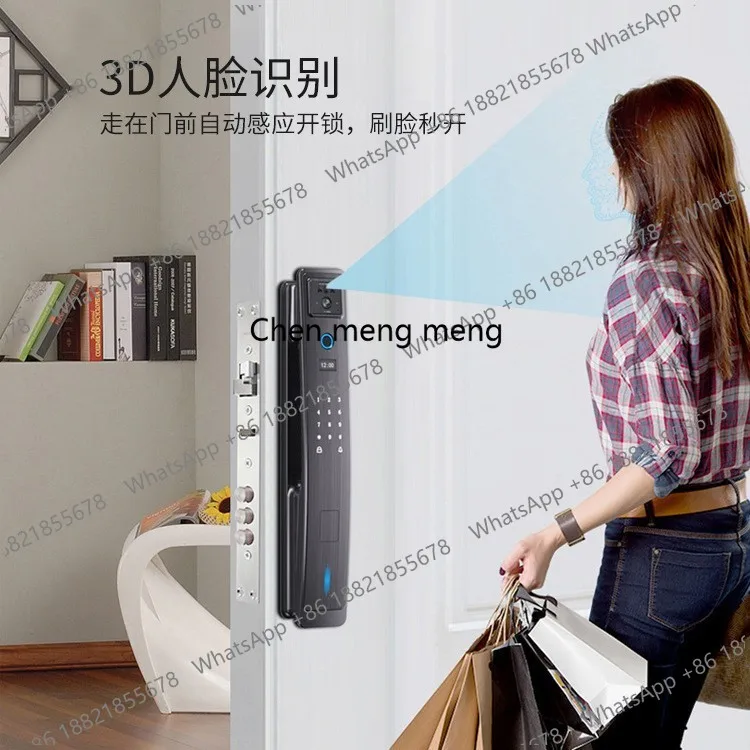 

3D-сканер лица, автоматический замок с отпечатком пальца, Wi-Fi, умный замок с удаленной разблокировкой, дверной звонок, вход по паролю и карте, для деревянных дверей