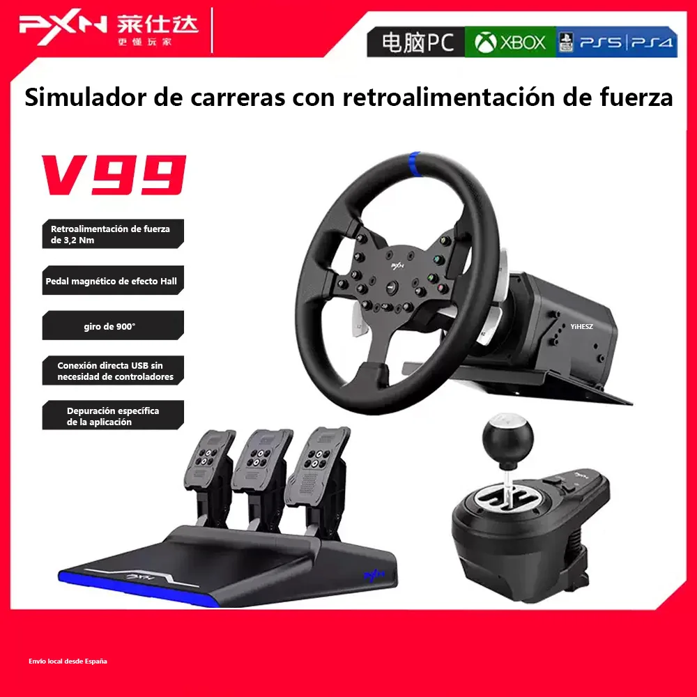 Volante de carreras con Force Feedback PXN V99 Direct Drive para simulador de carreras, compatible con Forza Motorsport 8F123 y Assetto Corsa, para PS5/4/Xbox