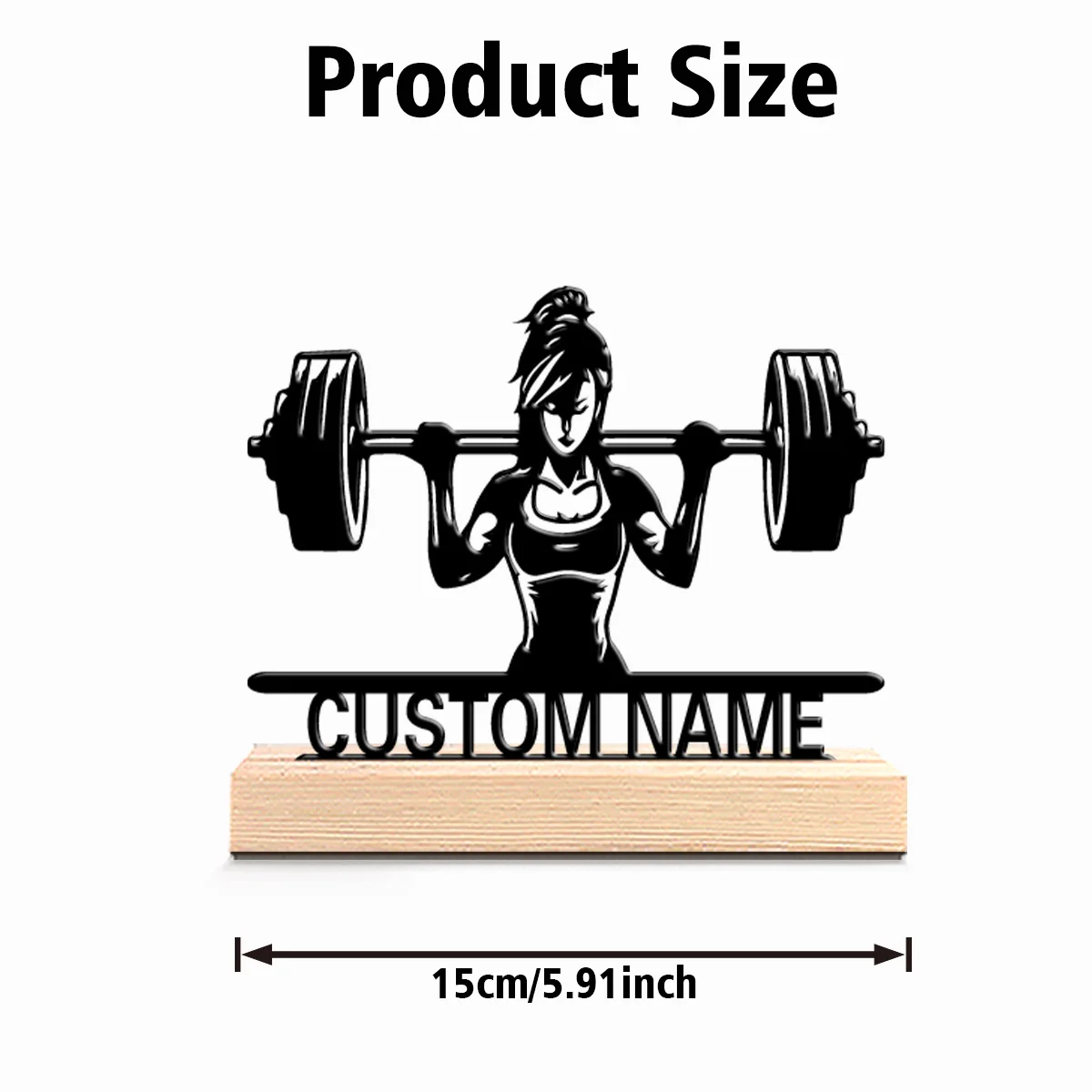 1pc New Design Personalized Custom Fitness Metal Statues Vibrant Desk Sculpture with Wooden Base Ideal for Eclectic Homes Global