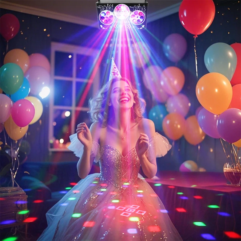 Lampu Laser DJ WZSTAR 40W Gobo Wheel dengan Pola Warna-warni Bee Eye, Lampu Disko Panggung, Kontrol Suara Remote DMX untuk Acara Klub