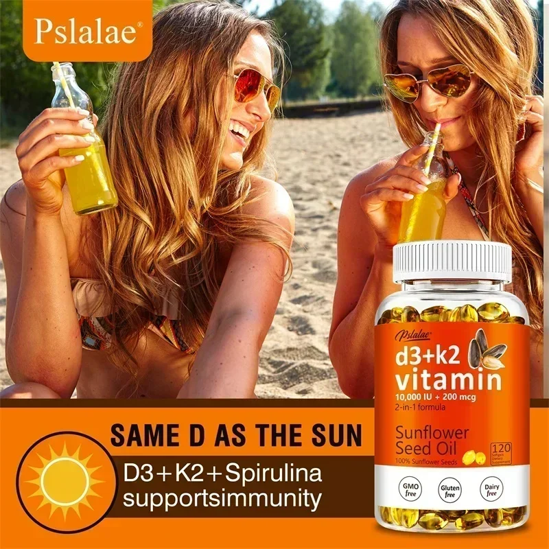

Vitamin D3+K2 Capsules - Supports Teeth, Bone and Cardiovascular Health, Help Regulate Calcium Metabolism, Boosts Energy