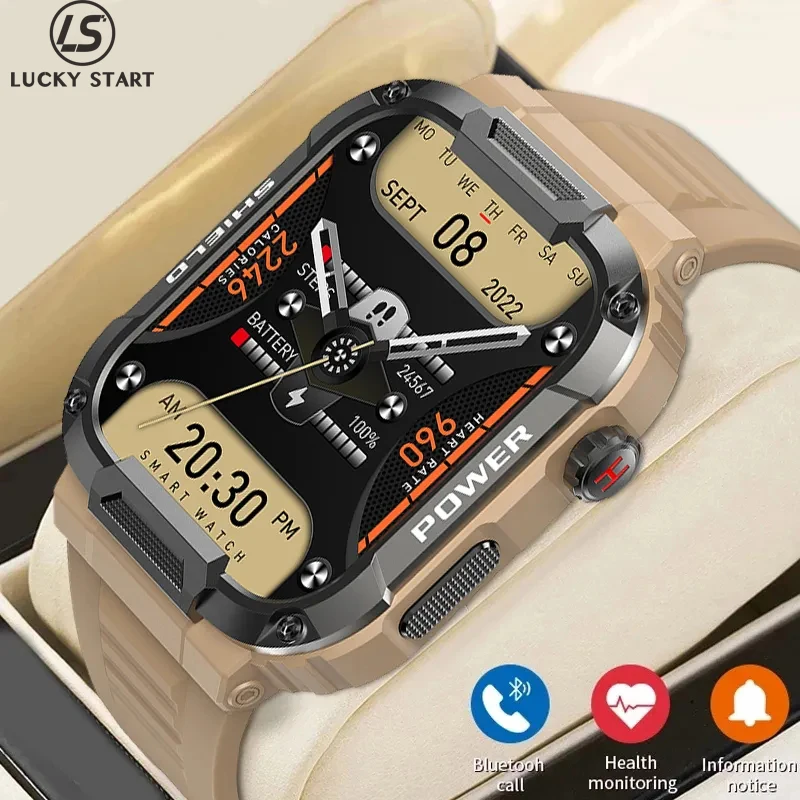 LUCKYSTART Smart Watch Men Bluetooth Call Smartwatch HD Screen 7 Days Battery Life IP68 Heart Rate Monitor Fitness Sports Watche