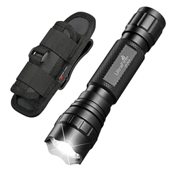 UltraFire WF-501B Lampe de poche tactique à LED de police 1 mode 1200 lumens Lampe de poche militaire avec étui de ceinture, batterie rechargeable et chargeur