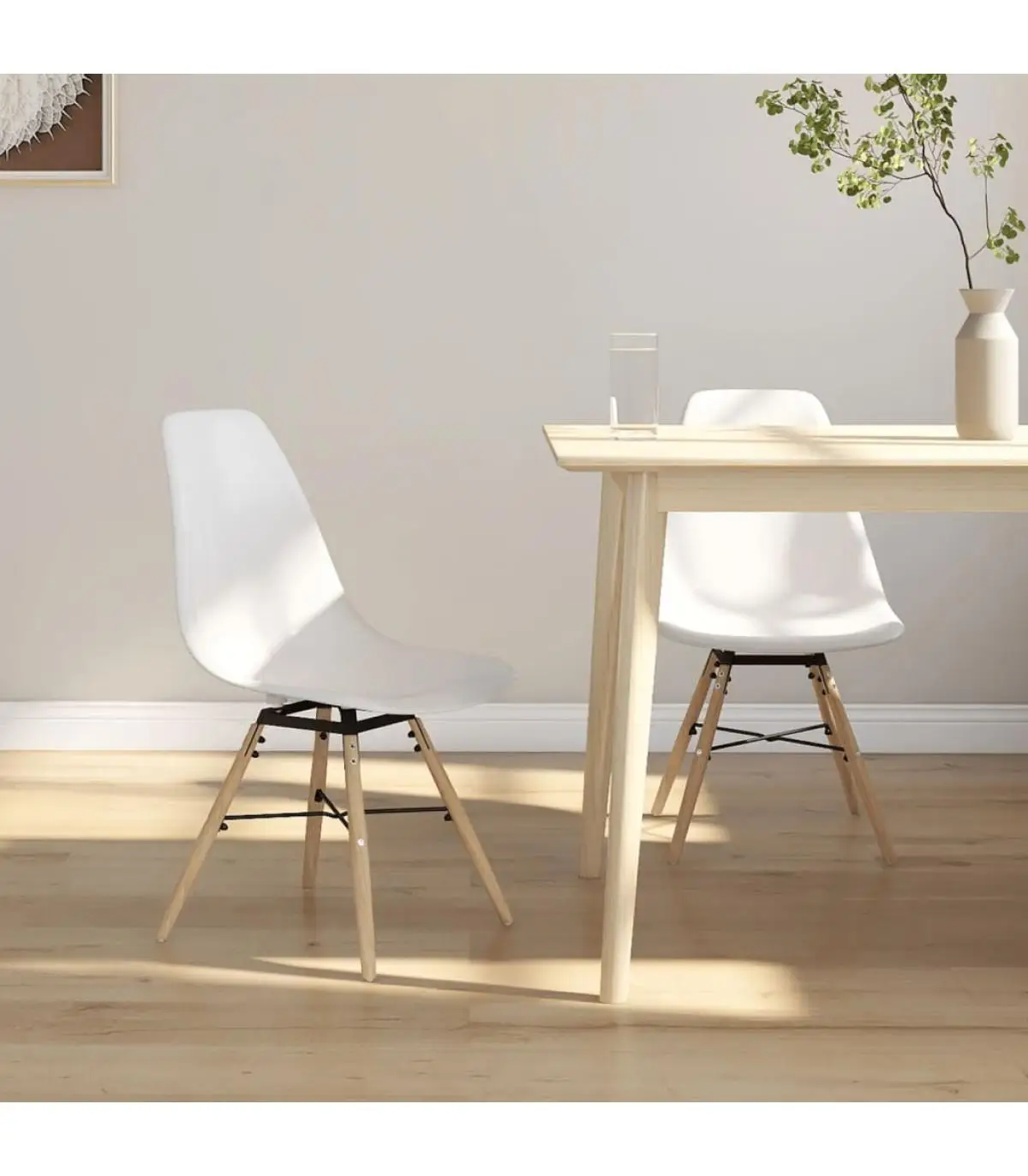 Dining chairs 2 units White PP dining chairs