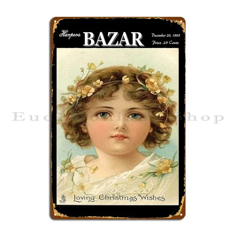 Harpers Bazar Vintage 1903 revista Navidad publicidad impresión cartel de Metal Mural de garaje decoración de pared de diseño cartel de estaño